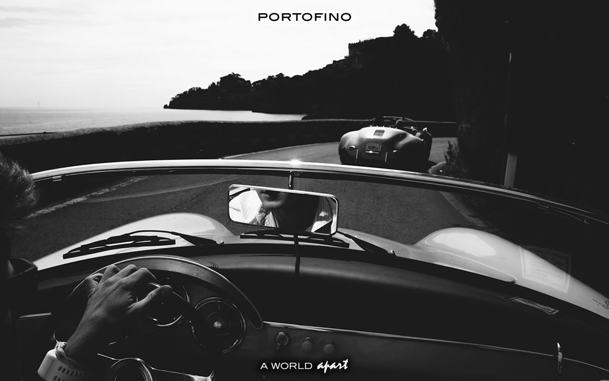 Porsche Speedster 356 heading towards Portofino on the scenic road