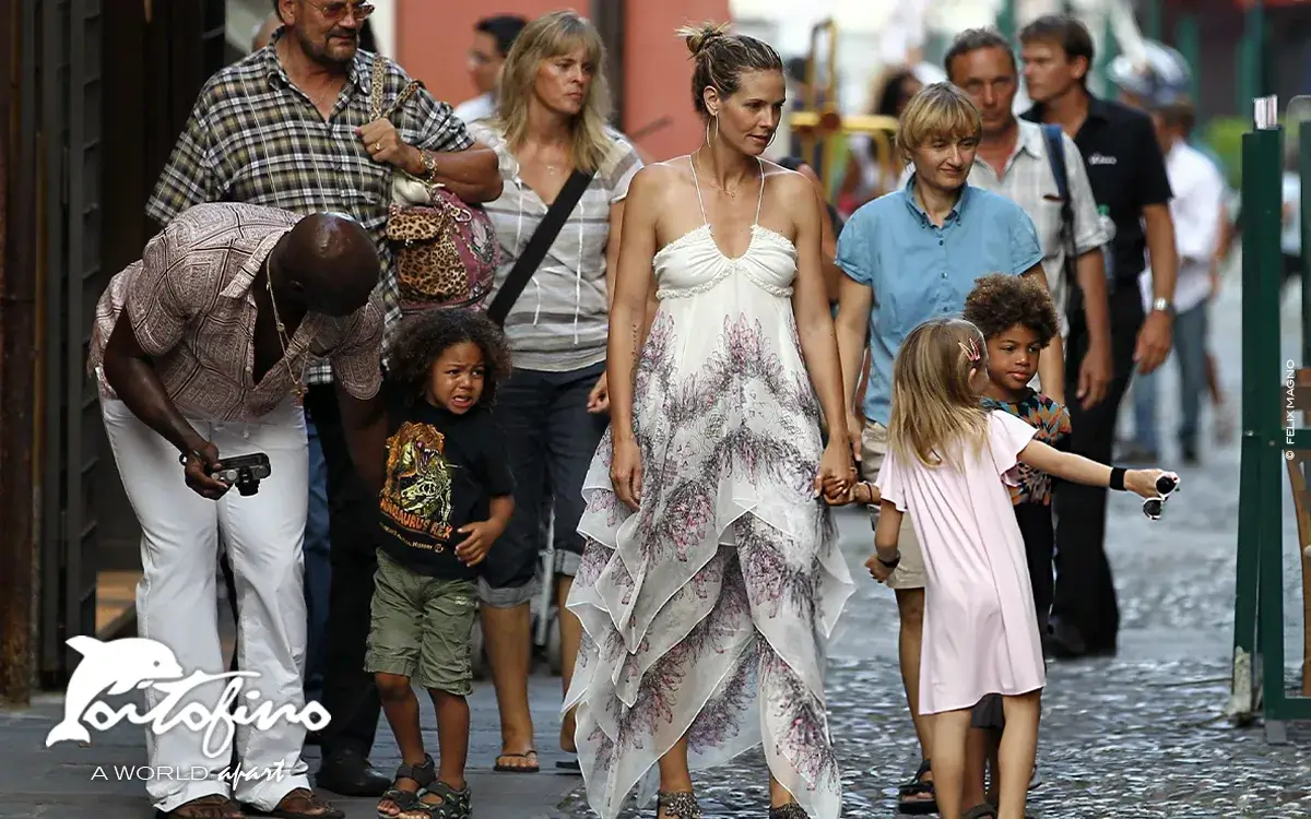 Heidi Klum and Seal on holiday with their kids Leni, Henry, Joahn and Lou and Heidi Klum's parents Erna and Gunther on August 4, 2010 in Portofino, Italy