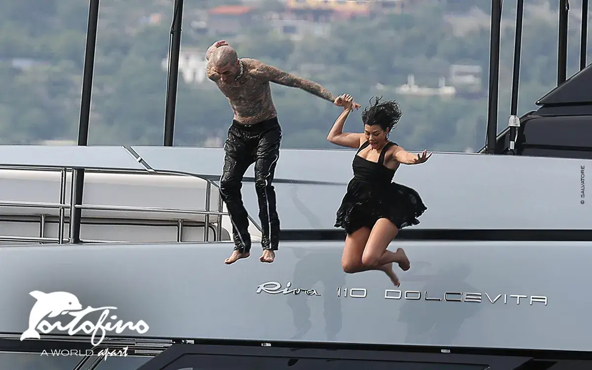 Kourtney Kardashian and Travis Barker jump off