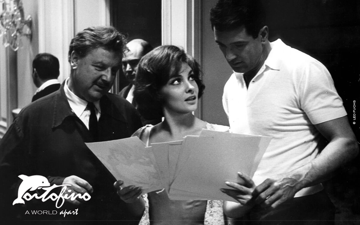 Rock Hudson and Gina Lollobrigida during the filming of 